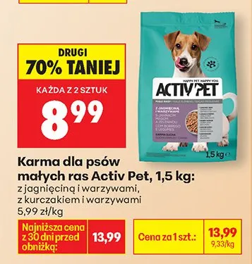 Karma dla psów małych ras z jagnięciną i warzywami, z kurczakiem i warzywami promocja w Biedronka