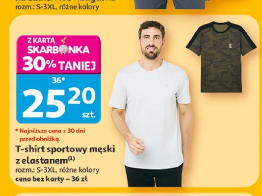 T-shirt sportowy męski z elastanem Inextenso promocja w Auchan
