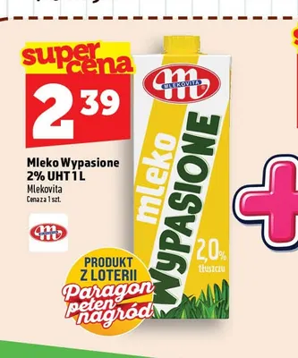 Mleko UHT Wypasione Mlekovita 2% promocja w TOPAZ