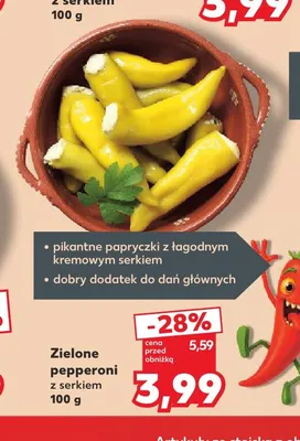 Zielone pepperoni z serkiem promocja w Kaufland