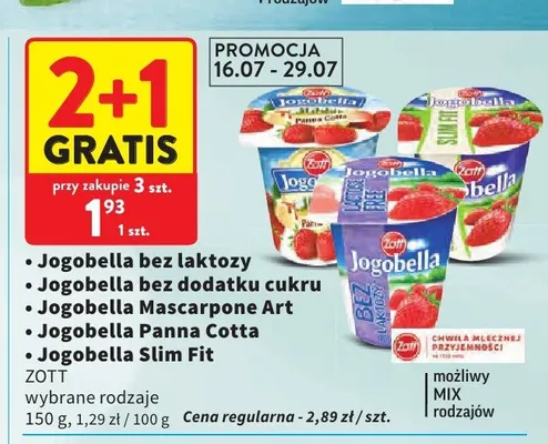 Jogurt Jogobella bez dodatku cukru promocja w Intermarche
