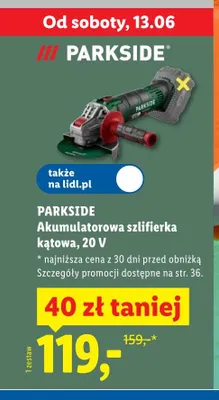 Akumulatorowa szlifierka kątowa 20V promocja w Lidl