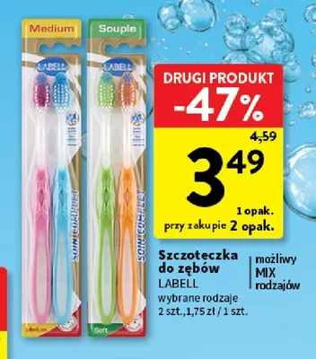 Szczoteczka do zębów Medium Labell 2-pak promocja w Intermarche