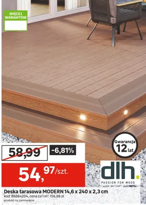 Deska tarasowa Modern 14,6 x 240 x 2,3 cm promocja w Leroy Merlin