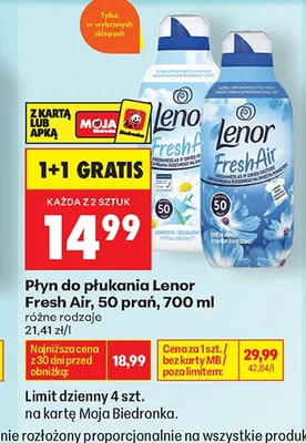 Płyn do płukania Lenor Fresh Air Sensitive 50 prań promocja w Biedronka