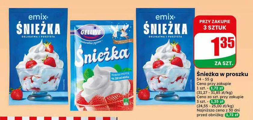 Śnieżka w proszku 54-55g promocja w Dino