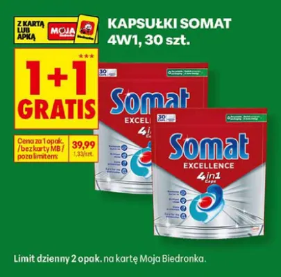 Kapsułki do zmywarki Somat Excellence 4in1 promocja w Biedronka