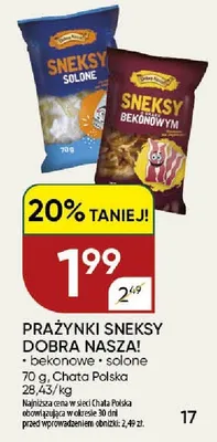 Prażynki Sneksy Dobra Nasza! solone promocja w Chata Polska