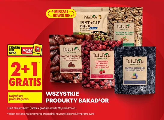 Wszystkie produkty 2+1 GRATIS promocja w Biedronka