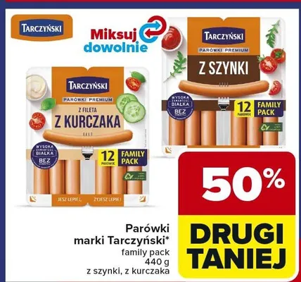 Parówki family pack z kurczaka promocja w Carrefour Market