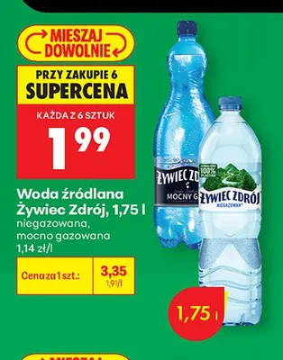 Woda źródlana Żywiec Zdrój mocno gazowana promocja w Biedronka