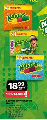 Lody na patyku Kaktus Nestlé POP Pink 8-pak promocja w Netto