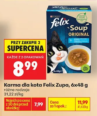 Karma dla kota Felix Soup różne rodzaje promocja w Biedronka