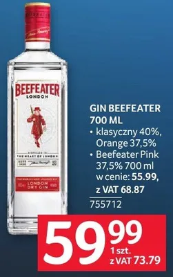 Gin BEEFEATER 700 ML promocja w Selgros