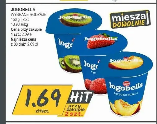 Jogurt Jogobella brzoskwinia Zott promocja w Słoneczko