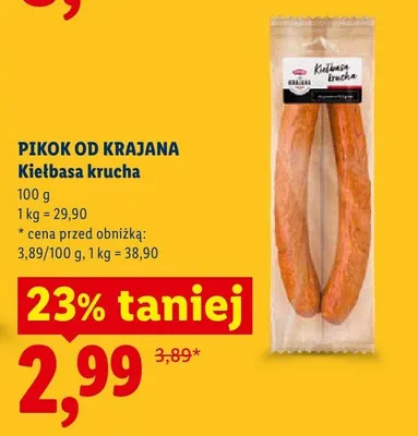 Kiełbasa krucha Pikok od Krajana promocja w Lidl