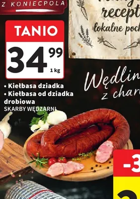 Kiełbasa od dziadka drobiowa Skarby Wędzarni promocja w Intermarche