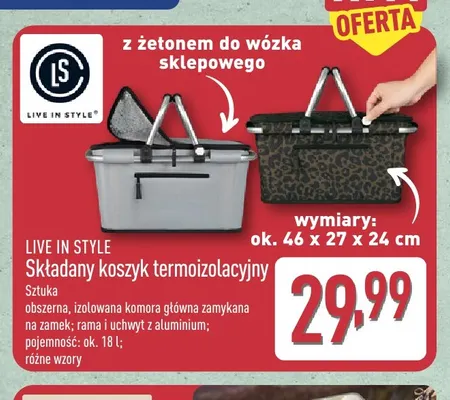 Składany koszyk termoizolacyjny Live In Style promocja w Aldi