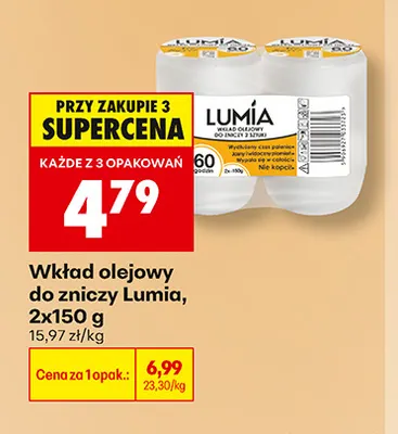 Wkład olejowy do zniczy Lumia 2-pak 150 g promocja w Biedronka