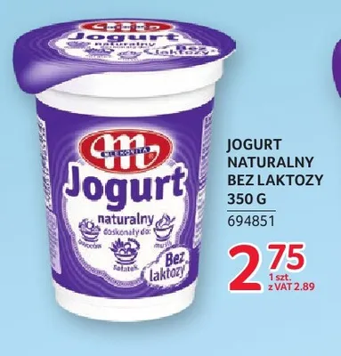 Jogurt naturalny bez laktozy Mlekovita promocja w Selgros
