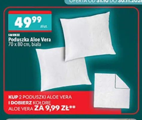 Poduszka Aloe Vera 70x80 cm biała Smukee promocja w Biedronka