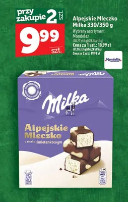 Alpejskie Mleczko o smaku śmietankowym Milka promocja w TOPAZ