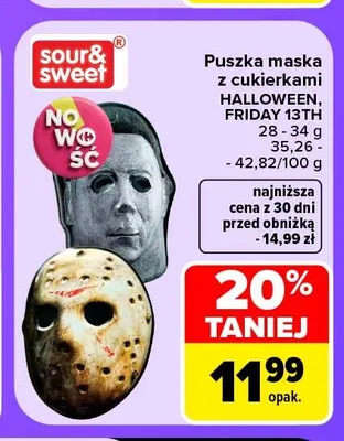 Puszka maska z cukierkami Friday 13th Sour & Sweet promocja w Carrefour