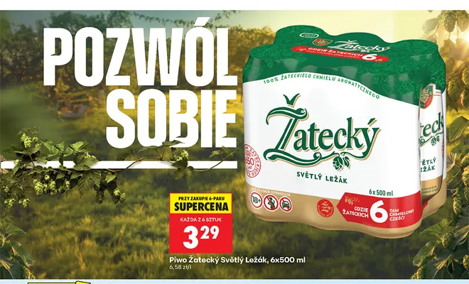 Piwo Žatecký Světlý Ležák 6-pak 500 ml promocja w Biedronka