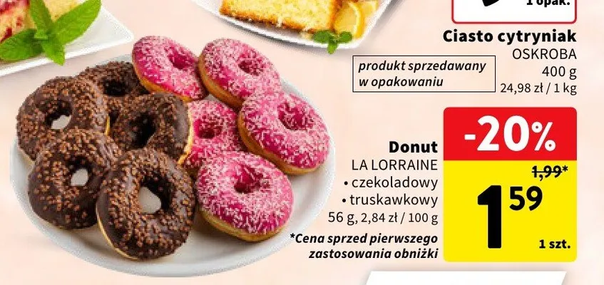 Donut truskawkowy La Lorraine promocja w Intermarche