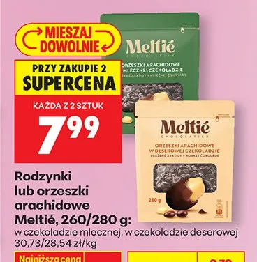 Rodzynki lub orzeszki arachidowe w czekoladzie mlecznej promocja w Biedronka