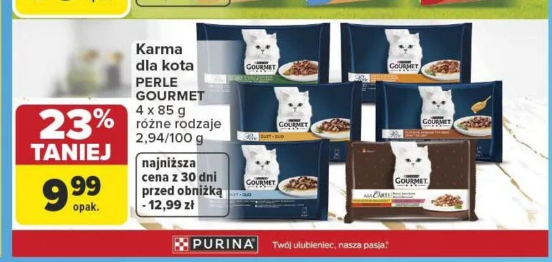 Karma dla kota Purina Gourmet Perle 4-pak promocja w Carrefour