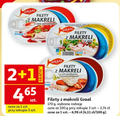 Filety z makreli w oleju pomidorowym promocja w Auchan