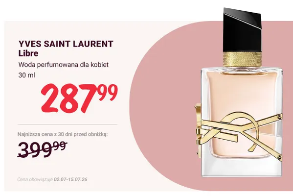 Woda perfumowana dla kobiet Yves Saint Laurent Libre promocja w Rossmann