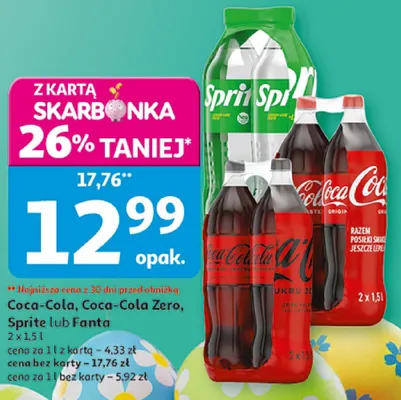Coca-Cola, Coca-Cola Zero, Sprite lub Fanta promocja w Auchan