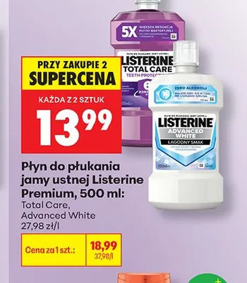 Płyn do płukania jamy ustnej Listerine Premium Total Care promocja w Biedronka