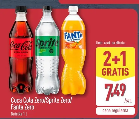 Napój Coca Cola Zero/Sprite Zero/Fanta Zero promocja w Aldi