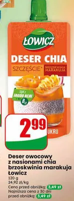 Deser owocowy z nasionami chia brzoskwinia marakuja Łowicz promocja w Dino