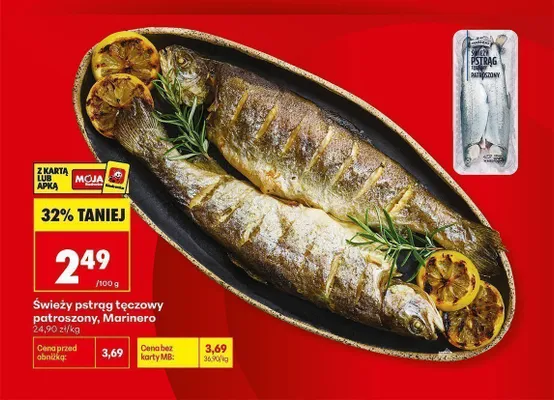 Świeży pstrąg tęczowy patroszony Marinero promocja w Biedronka
