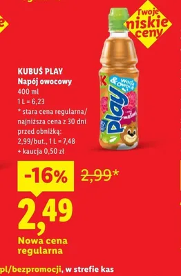 Napój owocowy Kubuś Play promocja w Lidl