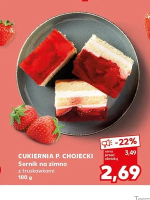 Sernik na zimno z truskawkami Cukiernia P. Chojecki promocja w Kaufland