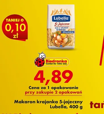 Makaron krajanka 5-jajeczny Lubella promocja w Biedronka