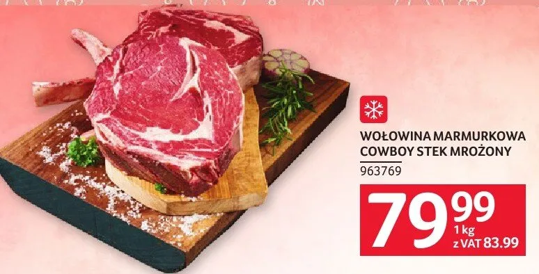 Wołowina marmurkowa cowboy stek mrożony promocja w Selgros