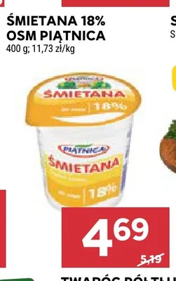 Śmietana OSM Piątnica 18% promocja w Stokrotka