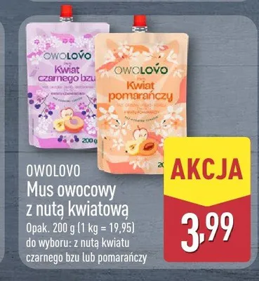 Mus owocowy z nutą kwiatu pomarańczy Owolovo promocja w Aldi
