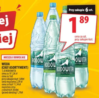 Woda (cały asortyment) promocja w Arhelan