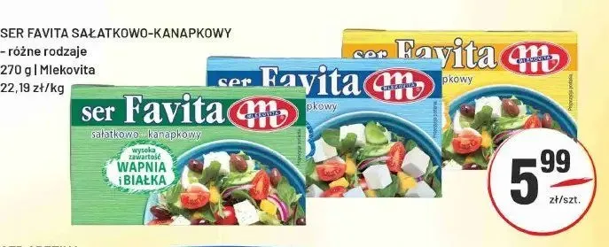 Ser Favita sałatkowo-kanapkowy Mlekovita promocja w Sedal