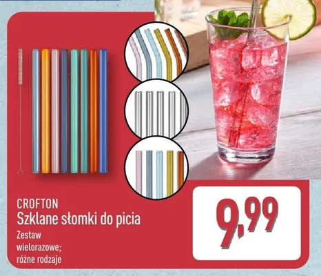 Szklane słomki do picia CROFTON promocja w Aldi