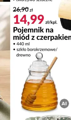 Pojemnik na miód z czerpakiem 440 ml promocja w Salony Agata