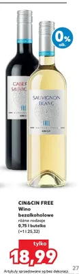 Wino bezalkoholowe Cin&Cin Free Sauvignon Blanc promocja w Kaufland