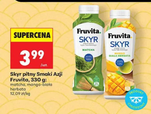 Skyr pitny Smaki Azji mango-biała herbata Fruvita promocja w Biedronka